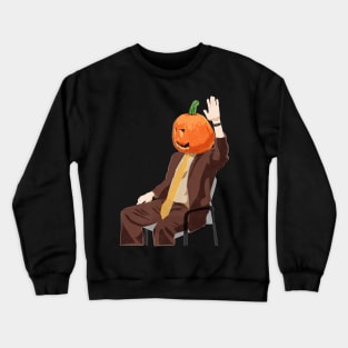 Dwight Shrute with a Pumpkin Head Crewneck Sweatshirt